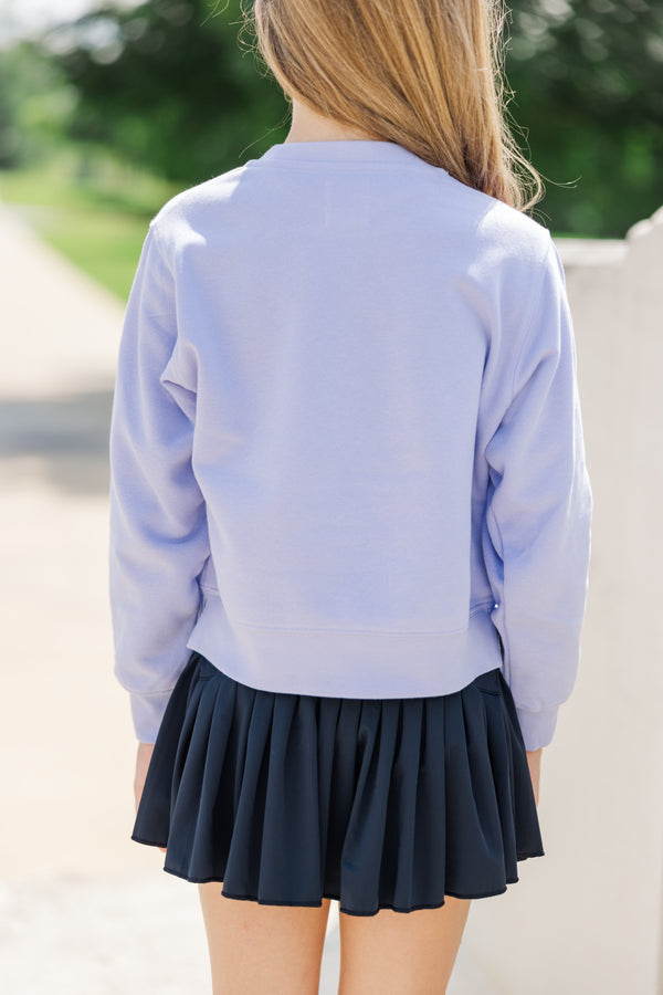 Girls: Retro Game Day Lavender Purple Graphic Sweatshirt