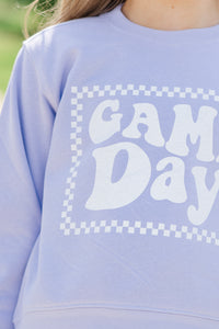 Girls: Retro Game Day Lavender Purple Graphic Sweatshirt