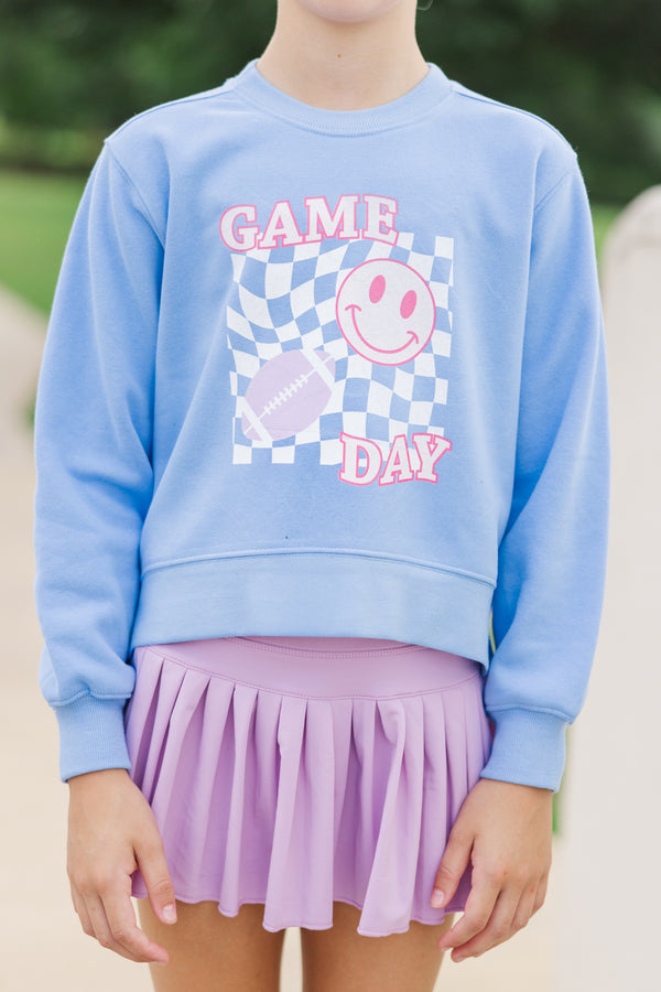 Girls: Play On Blue Graphic Sweatshirt