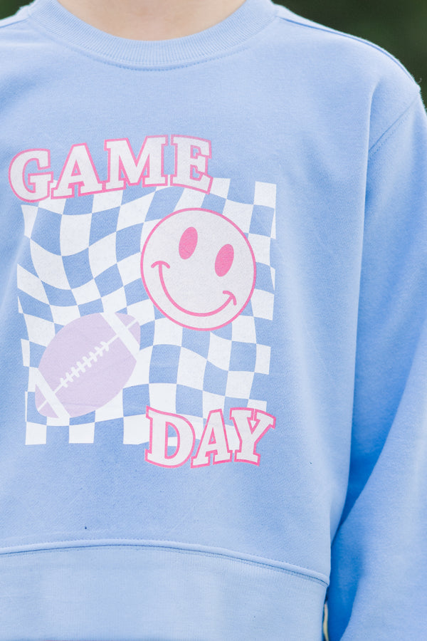 Girls: Play On Blue Graphic Sweatshirt