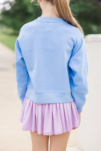 Girls: Play On Blue Graphic Sweatshirt