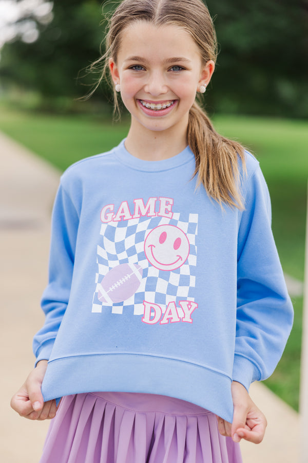 Girls: Play On Blue Graphic Sweatshirt