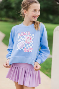 Girls: Play On Blue Graphic Sweatshirt