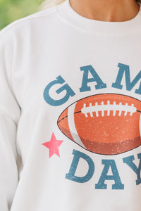 The Big Game White Graphic Sweatshirt