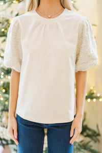 Take Your Chance Cream Tweed Blouse