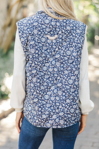 Out On The Town Navy Blue Ditsy Floral Vest