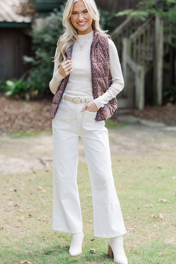 Travel On Chocolate Brown Ditsy Floral Vest