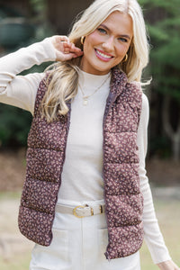 Travel On Chocolate Brown Ditsy Floral Vest