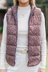 Travel On Chocolate Brown Ditsy Floral Vest