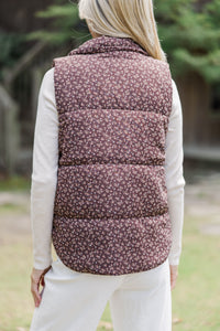 Travel On Chocolate Brown Ditsy Floral Vest