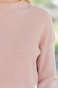 What A Treat Mauve Pink Striped Sweater