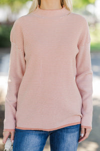 What A Treat Mauve Pink Striped Sweater