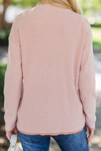 What A Treat Mauve Pink Striped Sweater