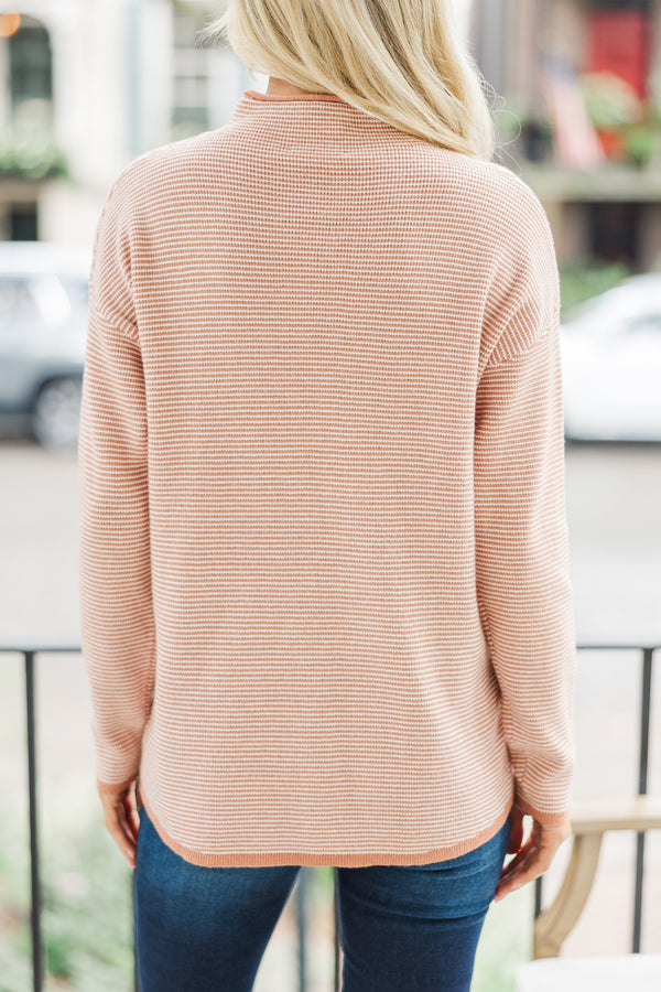 What A Treat Mauve Pink Striped Sweater