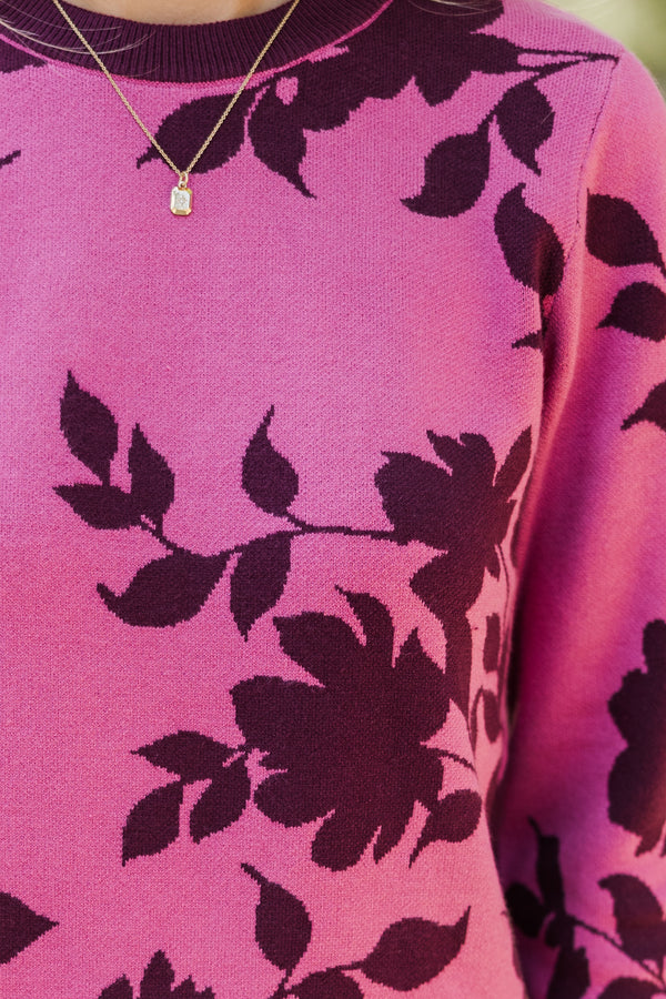 Talk It Through Rose Pink Floral Sweater