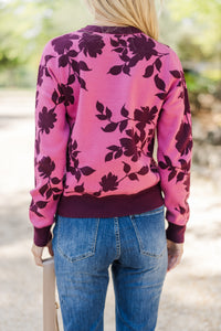 Talk It Through Rose Pink Floral Sweater