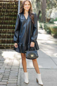 Fate: All Your Idea Black Faux Leather Dress