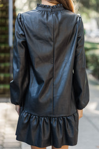 Fate: All Your Idea Black Faux Leather Dress