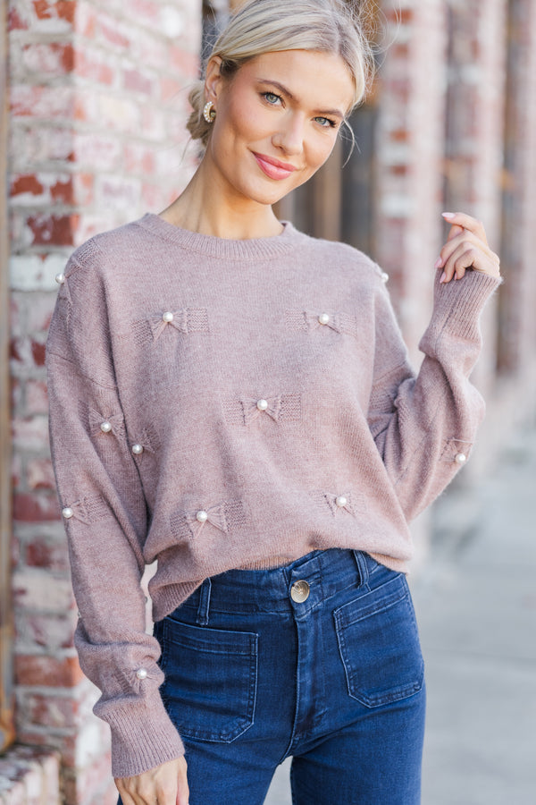 Such Bliss Mocha Brown Embellished Sweater