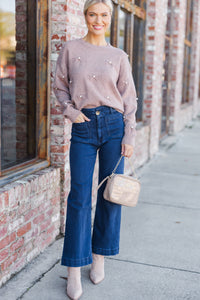 Such Bliss Mocha Brown Embellished Sweater