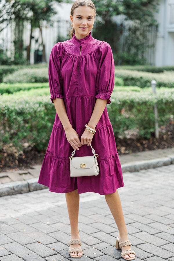 Pinch: Feeling The Love Berry Purple Midi Dress, Small - The Mint Julep Boutique