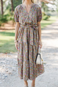 Pinch: I Knew You Well Camel Brown Floral Midi Dress