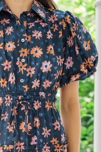 Pinch: Looking Your Way Navy Blue Floral Midi Dress