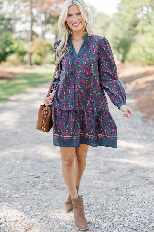 Pinch: Where You Are Dark Green Printed Dress, Medium - The Mint Julep Boutique | Women's Boutique Clothing Pinch: Where You Are Dark Green Printed Dress, Medium - The Mint Julep Boutique | Women's Boutique Clothing