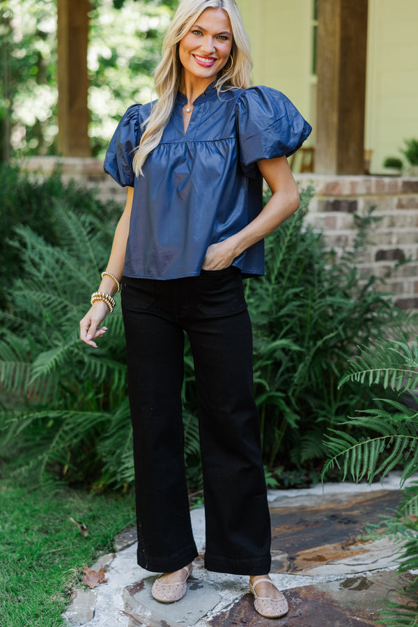 Pinch: Back To You Navy Blue Blouse