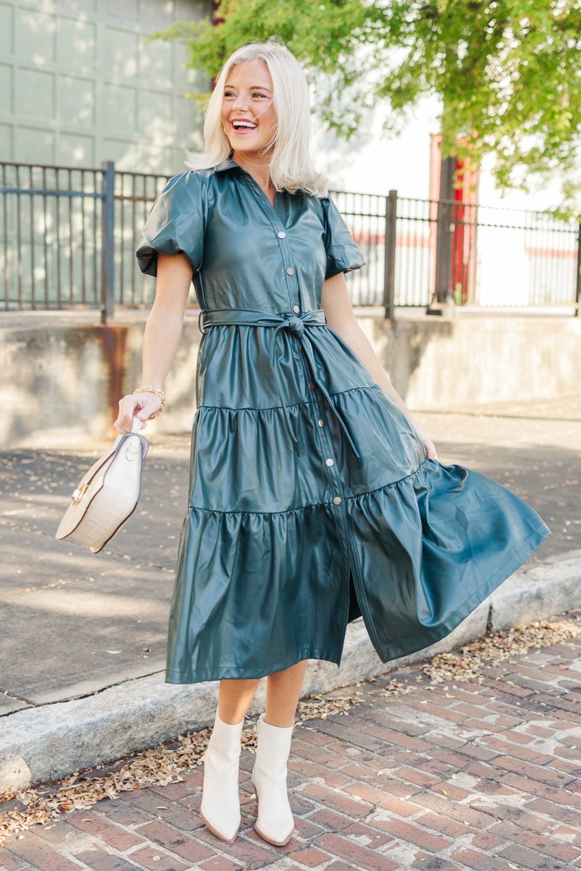 Pinch: More For You Hunter Green Faux Leather Midi Dress Shop the Mint Pinch: More For You Hunter Green Faux Leather Midi Dress Shop the Mint