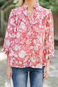 Fate: Give In Light Marsala Floral Blouse