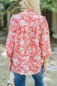 Fate: Give In Light Marsala Floral Blouse