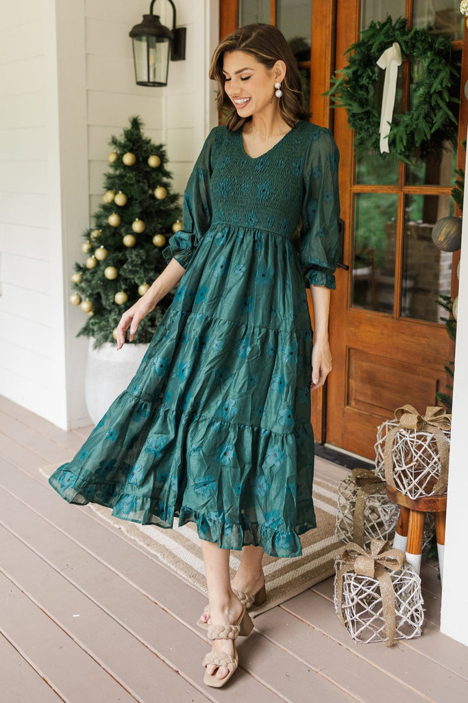 Just To Know You Emerald Green Floral Midi Dress Shop the Mint Just To Know You Emerald Green Floral Midi Dress Shop the Mint