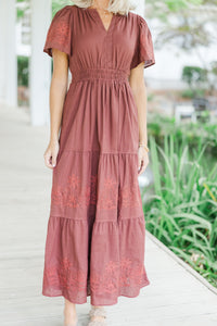 It's A Dream Burgundy Red Embroidered Maxi Dress