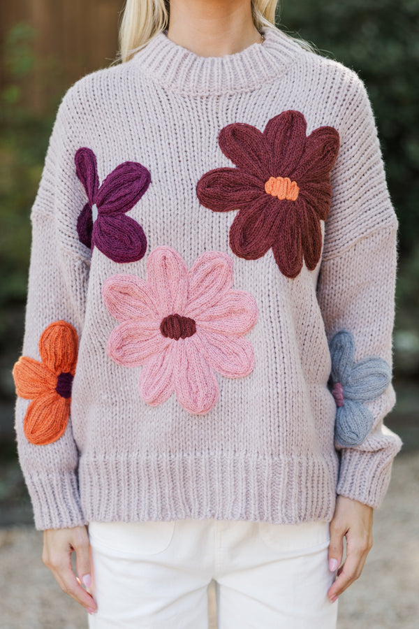 Just You Wait Natural Floral Sweater