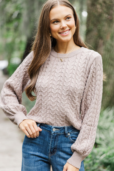 Invest In Cozy Mocha Brown Cable Knit Sweater – Shop the Mint