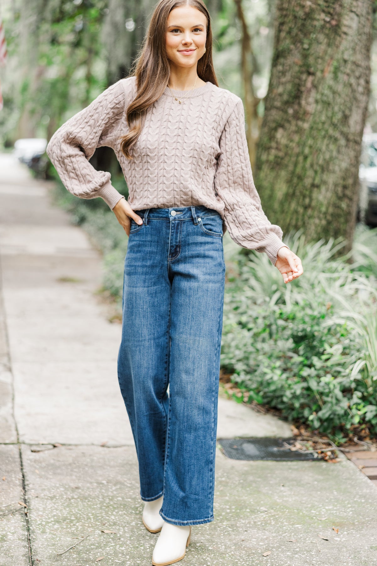 トップス andmary Hug knit set up mocha ANDMARY】Hug knit set up