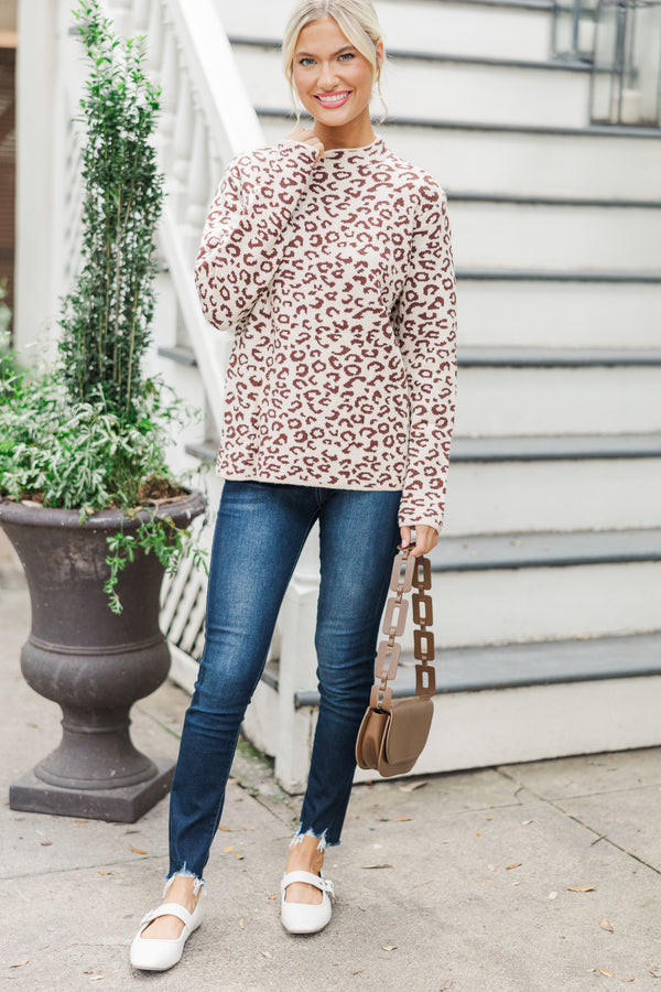 Show Your Love Brown Leopard Sweater