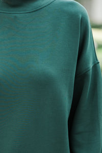 Happy Again Hunter Green Mock Neck Pullover