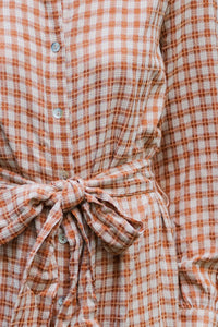 Harvest Wishes Rust Orange Gingham Midi Dress