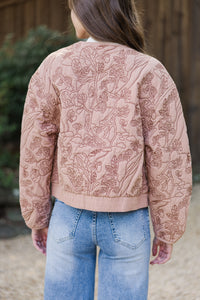 All Your Best Rose Pink Embroidered Bomber Jacket