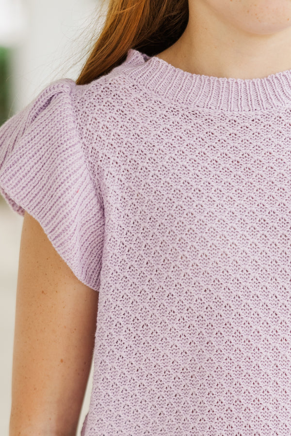 Girls: The Vicky Lavender Purple Short Sleeve Sweater