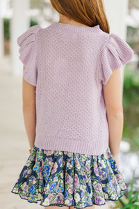 Girls: The Vicky Lavender Purple Short Sleeve Sweater