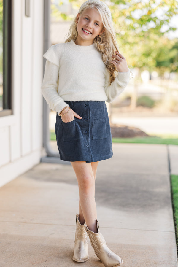 Girls: The Chelsea Navy Blue Corduroy Skirt