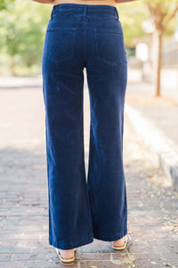 Set Your Path Navy Blue Corduroy Wide Leg Pants