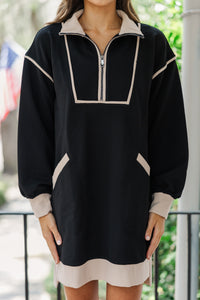 Take Care Black Contrast Sweatshirt Dress