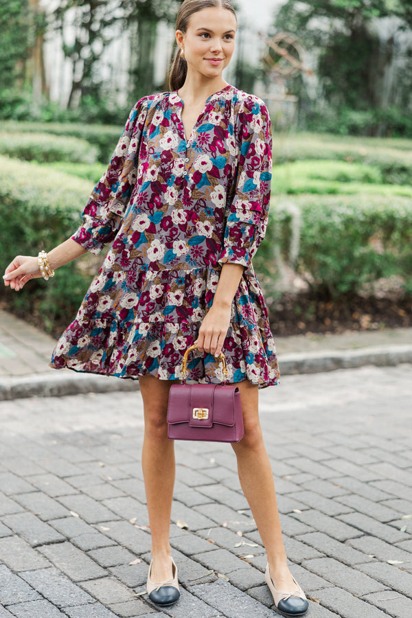 All Better Burgundy Red Floral Dress