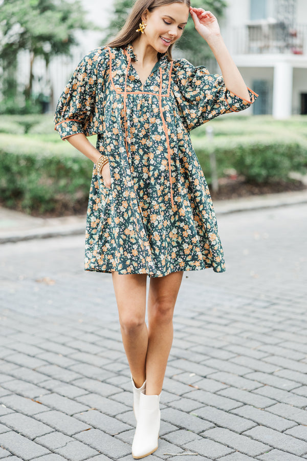 Figure It All Out Black Ditsy Floral Dress