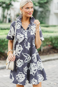 Back To You Charcoal Gray Floral Dress