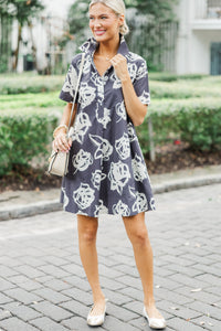 Back To You Charcoal Gray Floral Dress